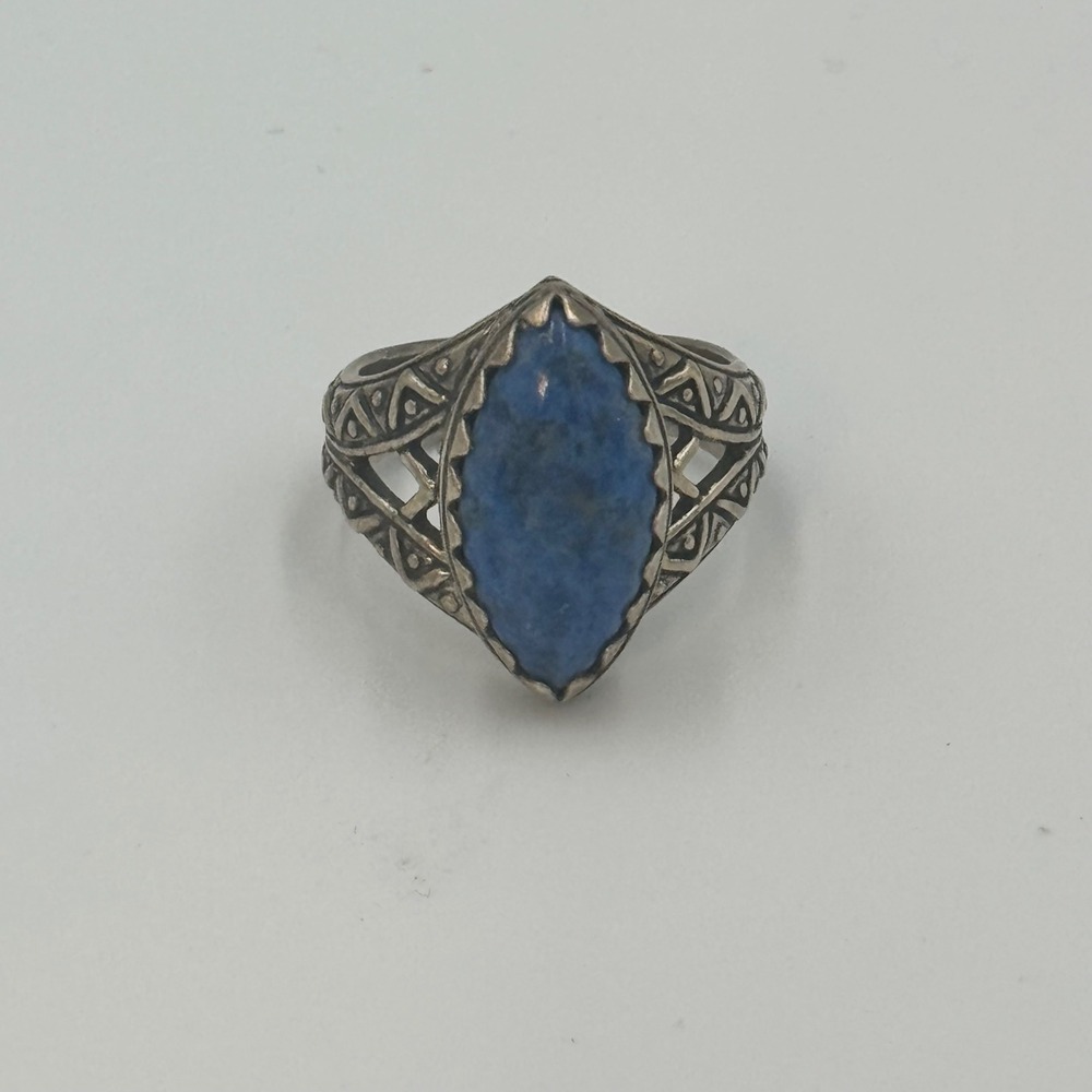 Carolyn Pollack Sterling Silver 925 Blue Lapis Marquise Boho Ring Size 9